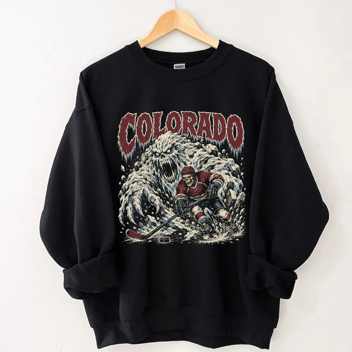 Gildan USA 32 Teams Ice Hockey Skull Vintage Sweatshirt Classic 90s All Team Ice Hockey Sweatshirt, Ice Hockey Game Day Sweatshirt, Team Unisex Sweatshirt Gift Ice Hockey