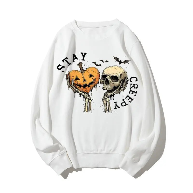 Women's Skeleton Hand Sweatshirt, Retro Grunge Graphic Sweatshirts, Dripping Heart Printed Cotton-Blend Halloween Tops, Unique Eye-Catching Graphic Print, All-Day Wear Outfit, Back-to-School Clothing, First Day of School Casual Outfits Unisex
