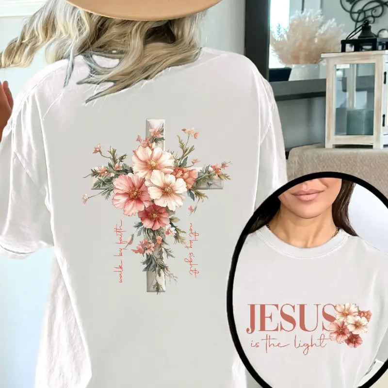 Jesus is the Light Floral Christian Shirt Motivational Quotes sweatshirt Bible Verse Floral Religious His Grace is Enough Religious Shirt, Bible Verses, Religion T