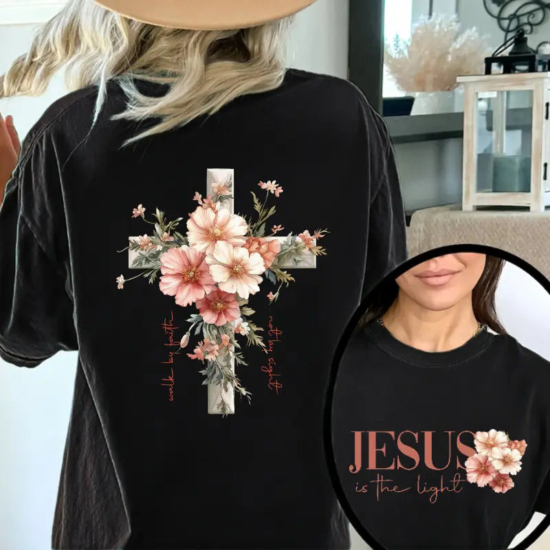 Jesus is the Light Floral Christian Shirt Motivational Quotes sweatshirt Bible Verse Floral Religious His Grace is Enough Religious Shirt, Bible Verses, Religion T