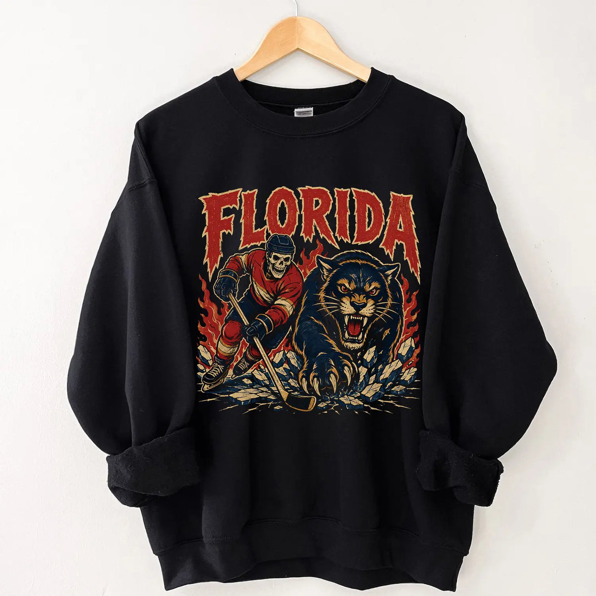 Gildan USA 32 Teams Ice Hockey Skull Vintage Sweatshirt Classic 90s All Team Ice Hockey Sweatshirt, Ice Hockey Game Day Sweatshirt, Team Unisex Sweatshirt Gift Ice Hockey