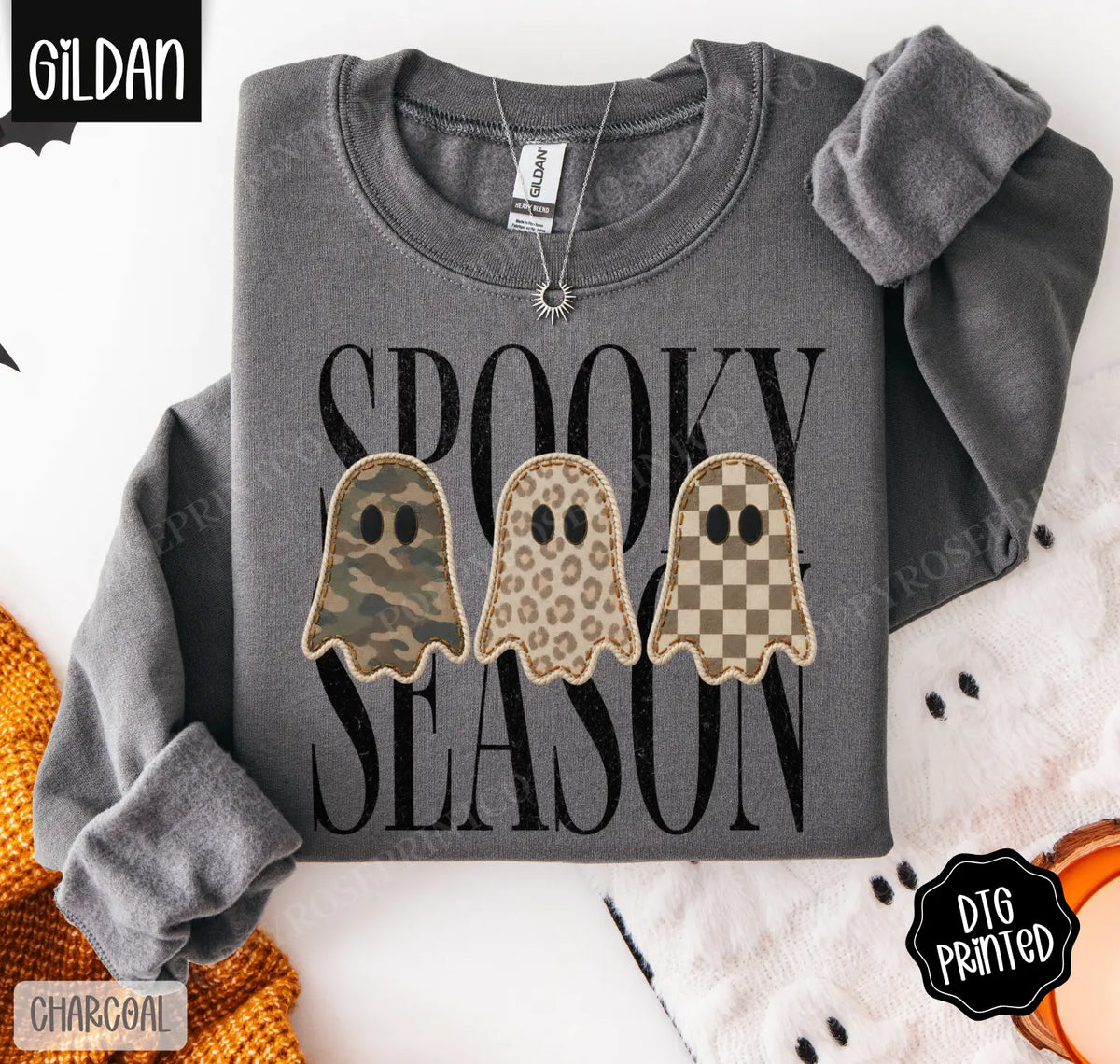 Spooky Season Gildan Sweatshirt, Trendy Women's Halloween Crewneck